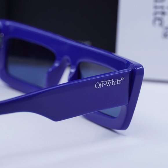 Off-White OERI136 ONTARIO 4545 Rectangle Sunglasses – Blue/Blue - Picture 10 of 11